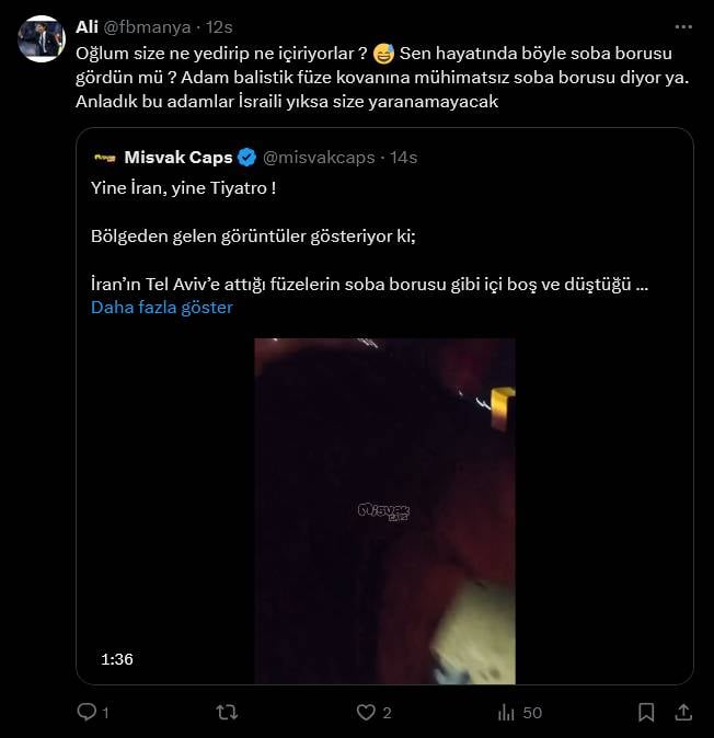 Misvak İran'ın füzeleriyle dalga geçti. Takipçileri de çıldırdı 7